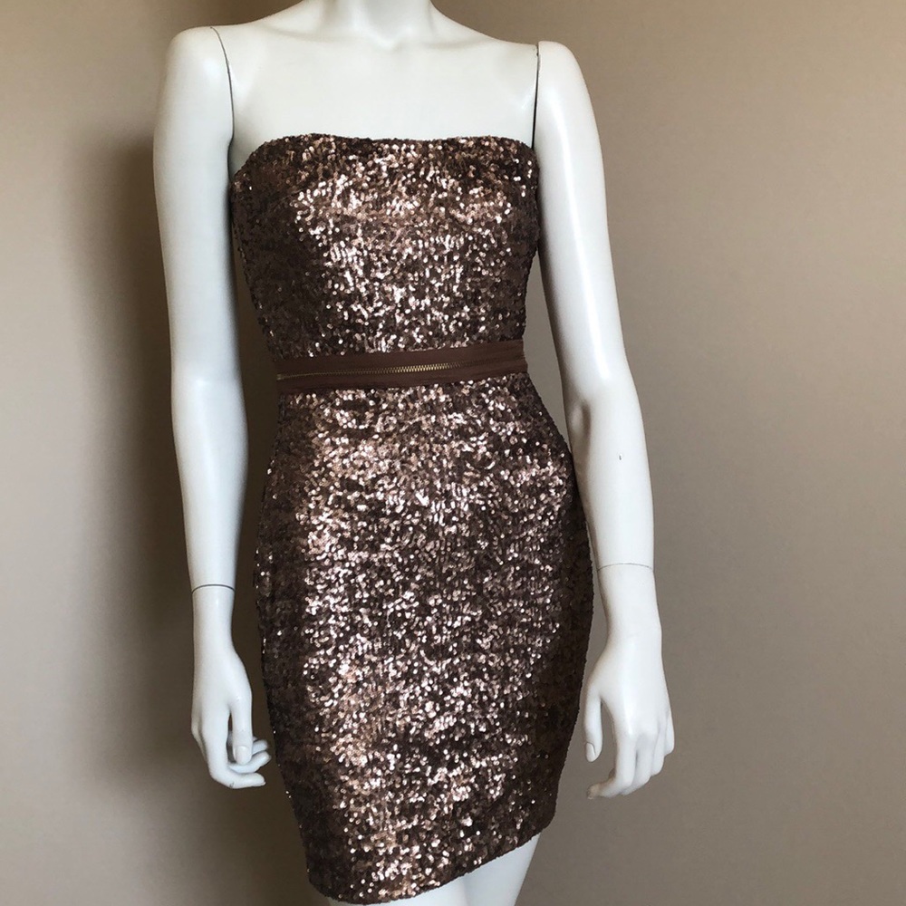 Dress the Population zip detail sequin mini small
